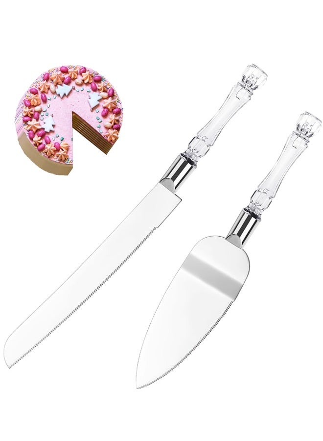 2 Pcs Cake Cutting Set for Wedding,Wedding Cake Knife with Acrylic Faux Crystal Handles - Image 1